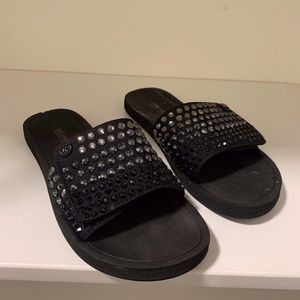 michael kors slide with crystal ombre detail